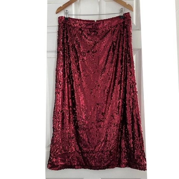 COPY - Matte Sequin Red Midi Skirt - Picture 3 of 5